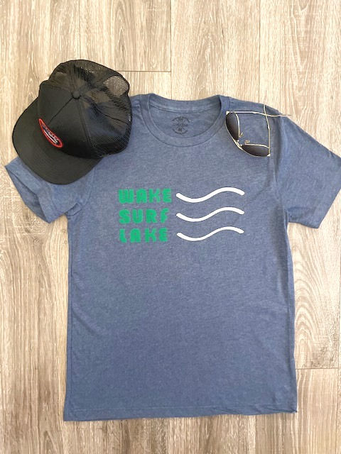Wake Surf Lake Blue Tee