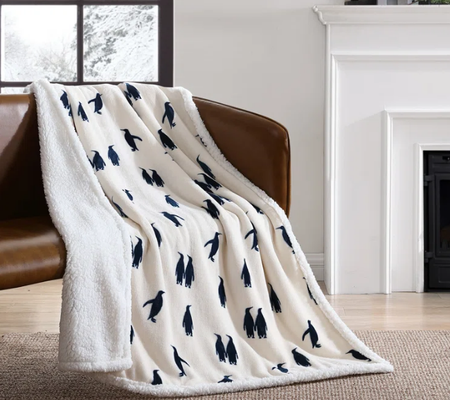 Eddie Bauer Printed Plush Fleece/Sherpa Throw Blankets