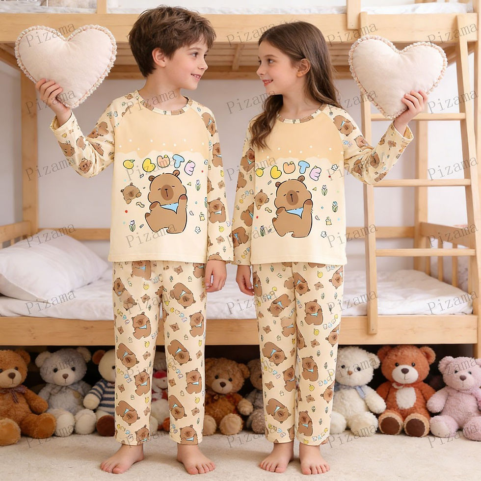 Thumbnail: Capibara Kids Pajama Sets Long Sleeve Loungewear with Cute Animal Print Soft Sle