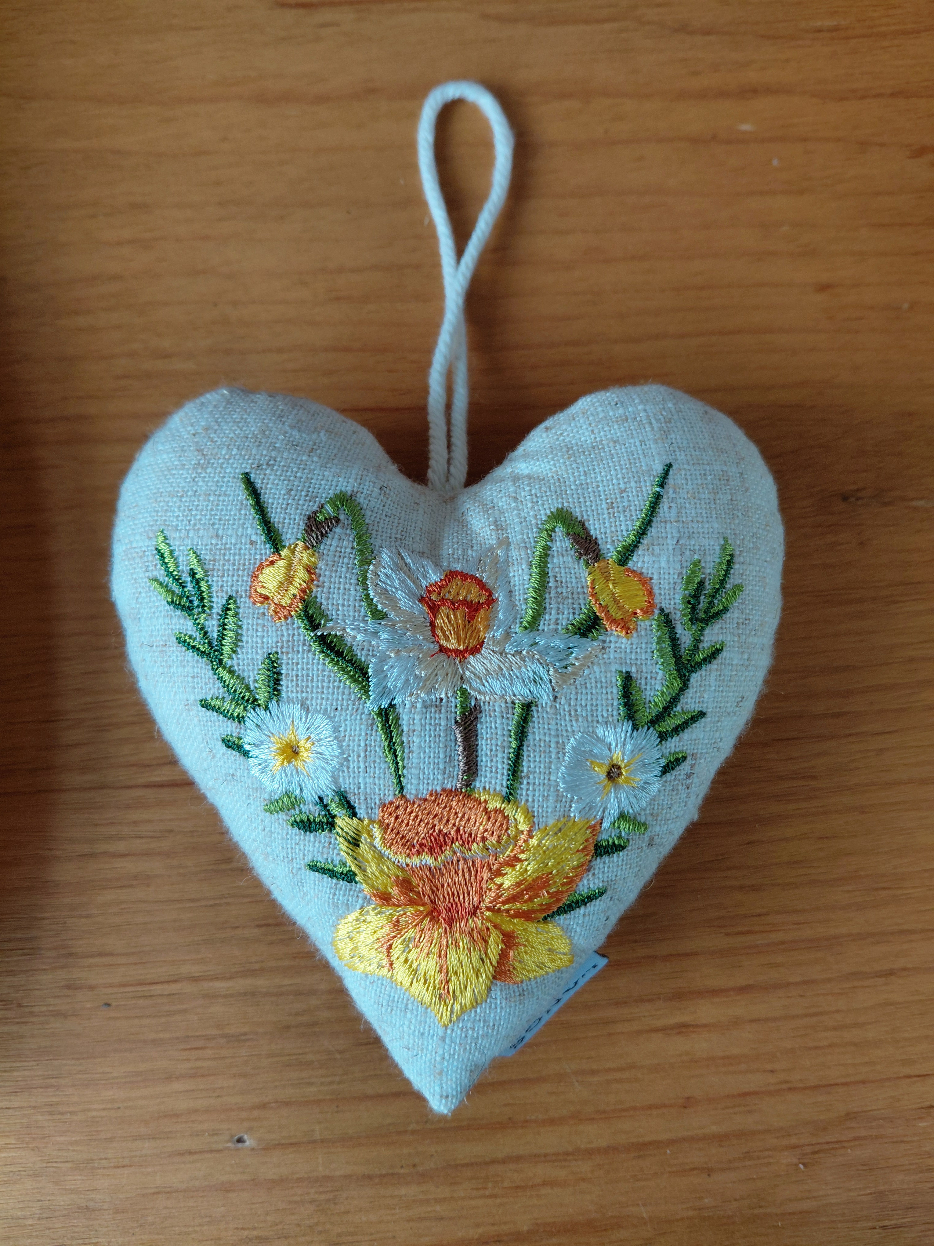 Daffodil embroidered heart