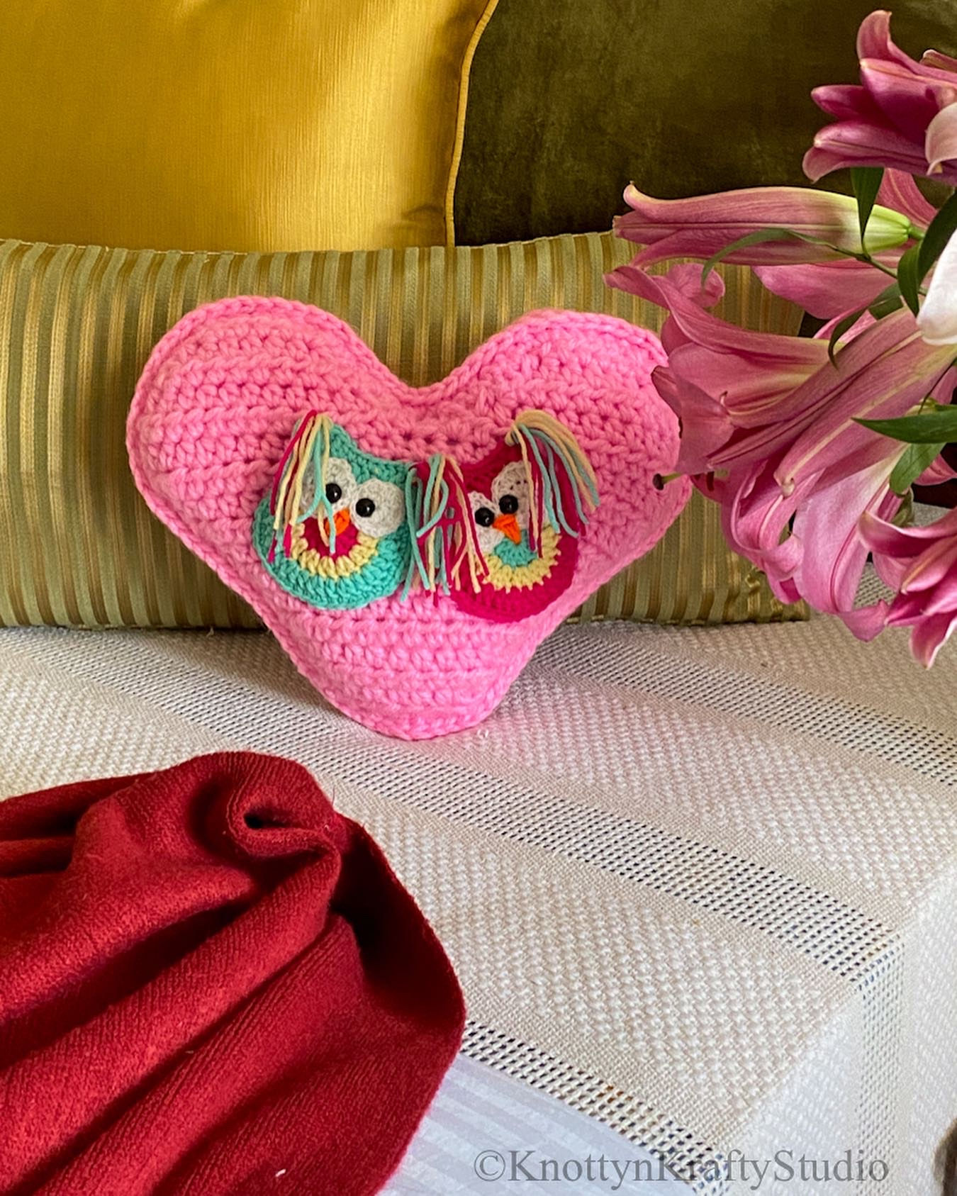 Owlie Valentine’s Day Heart Cushion