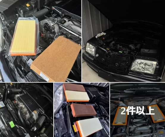 **代替テキスト**
`メルセデス・ベンツW140 S500のエアクリーナー交換と清掃後のエンジンルーム`