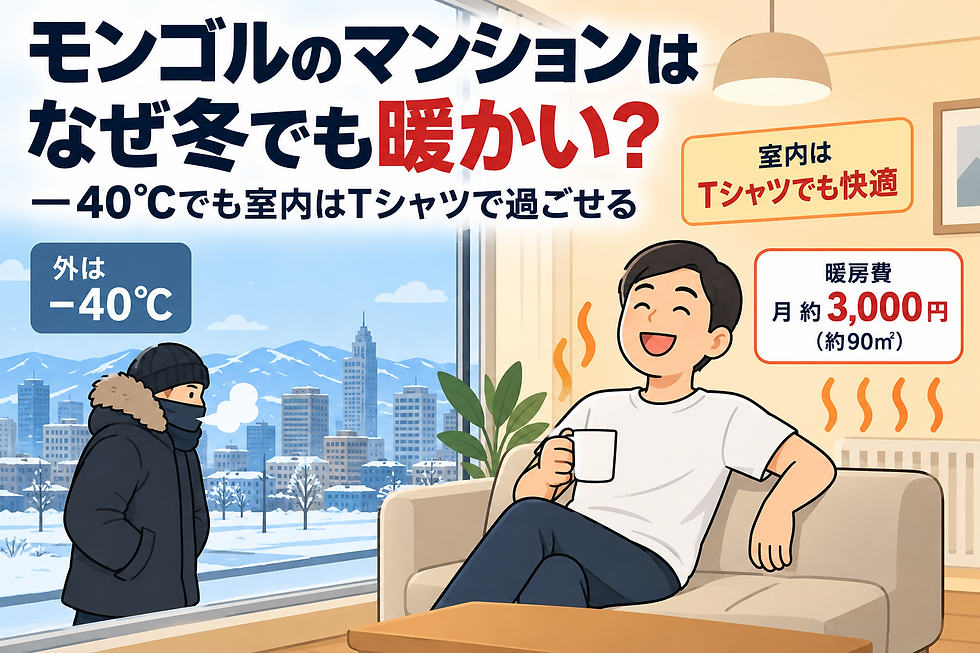 モンゴル マンション 暖房|マイナス40度でも室内はTシャツで過ごせる