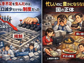 「人手不足を生んだのは、人口減少たけではなく制度だった」と「忙しいのに豊かにならない国の正体」2026年1月11日