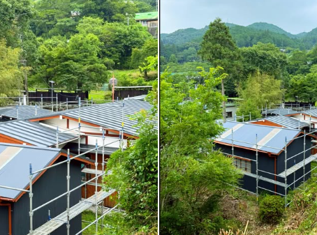裏庭の雑木が無くなり庭山から撮影が出来る様になりました。思いのほか屋根が大きくびっくりしました。2025年7月1日