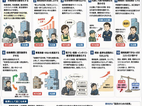 もし、本気で日本政府が合法的に意図的に、かつわからないように大企業だけ残して、中小企業を潰そうとしたときの方法は?2026年5月20日