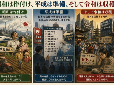 昭和は作付け、平成は準備、そして令和は収穫。振り返ると日本の流れが見えてくる。2026年5月27日