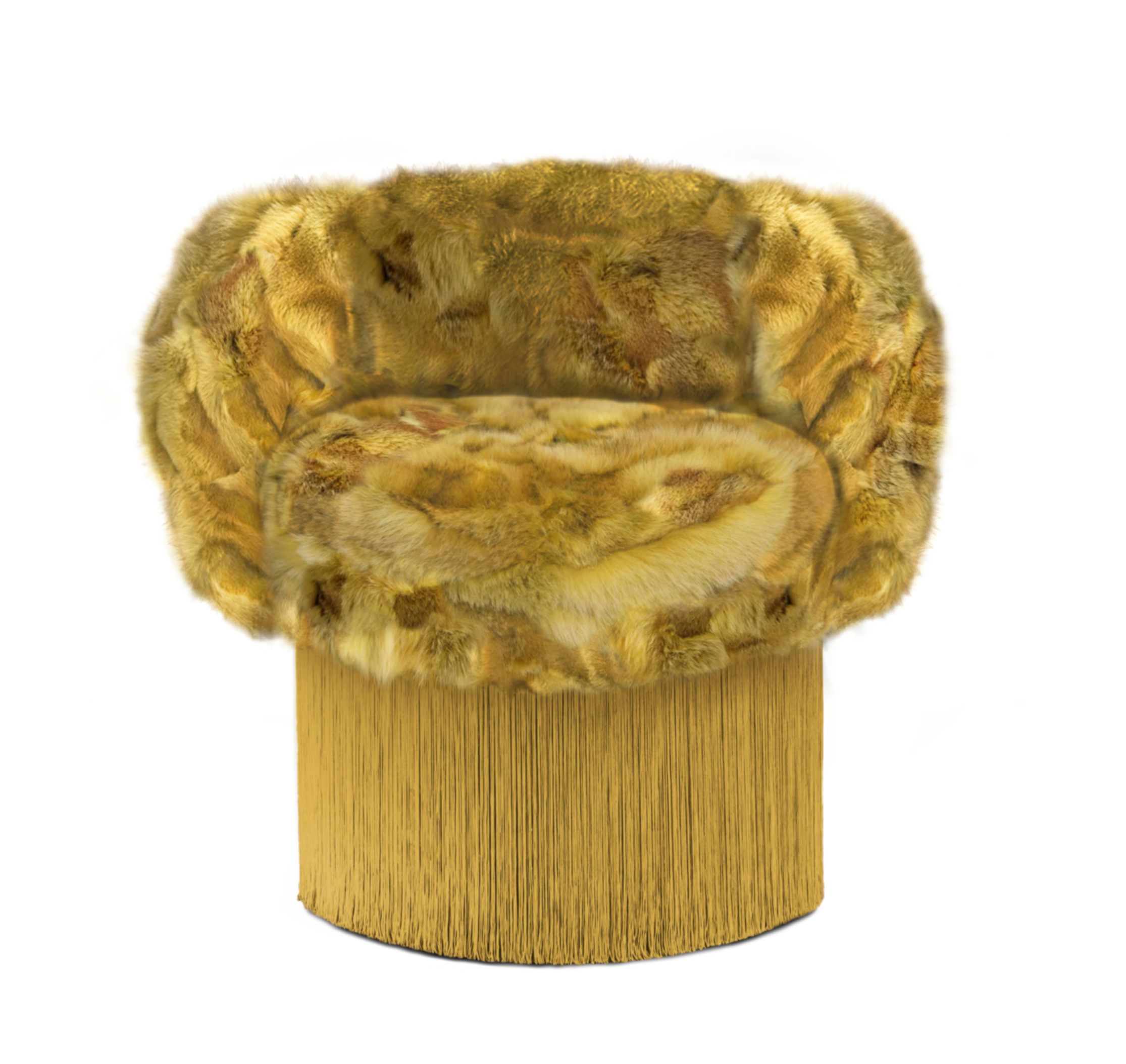 Yellow Fur Pirouette Swivel Armchair