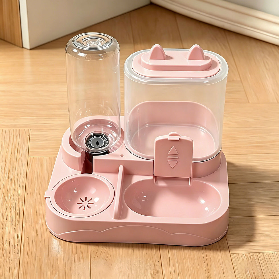 Thumbnail: 2-in-1 Large Pet Feeder & Water Dispenser, Dry Wet Separation, Durable Plastic, 