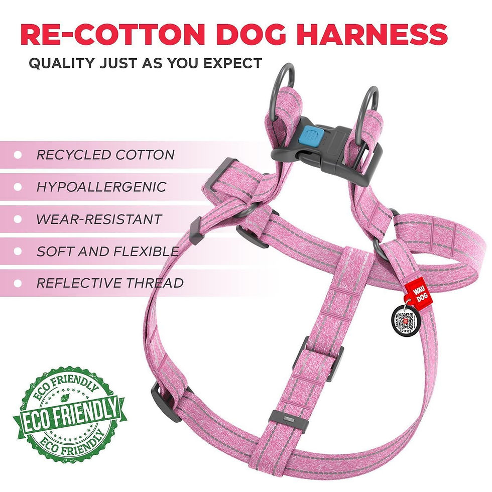 Miniatura: Pink Cotton Dog Harness Soft Eco Friendly Adjustable for Large Dogs L Size