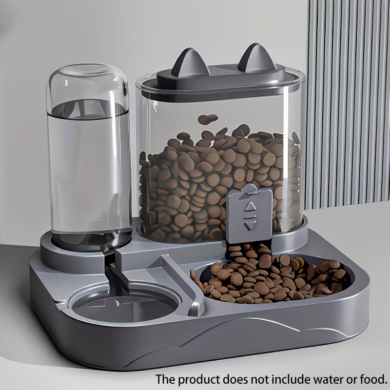 Thumbnail: 2-in-1 Large Pet Feeder & Water Dispenser, Dry Wet Separation, Durable Plastic, 