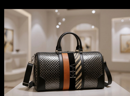 Black Leather Unisex Duffel Bag | klakimari