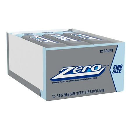 ZERO CARAMEL PEANUT ALMOND WHITE FUDGE KING SIZE CHOCOLATE 3.4 OZ 12 PK - BOX