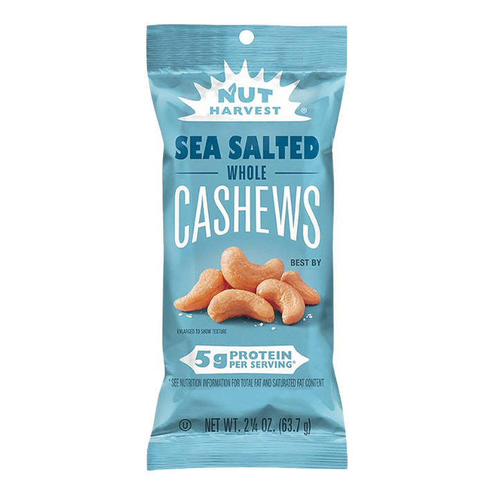 NUT HARVEST HONEY ROASTED WHOLE CASHEWS 3.75 OZ SGL - BAG