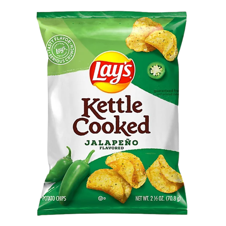 LAY'S KETTLE COOKED JALAPENO FLAVORED POTATO CHIPS 2.24 OZ SGL - BAG