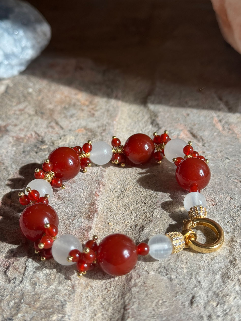 Red Carnelian, Clear Quartz Bracelet