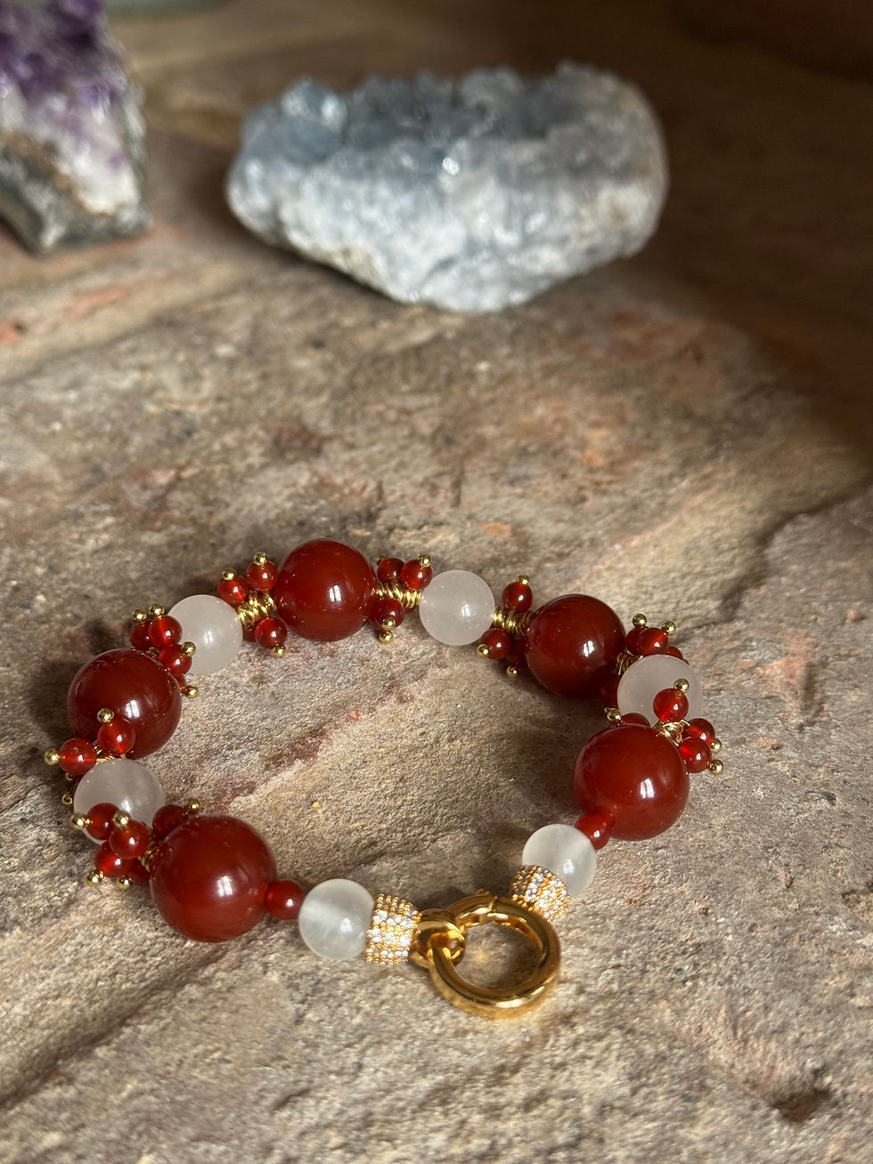 Red Carnelian, Clear Quartz Bracelet