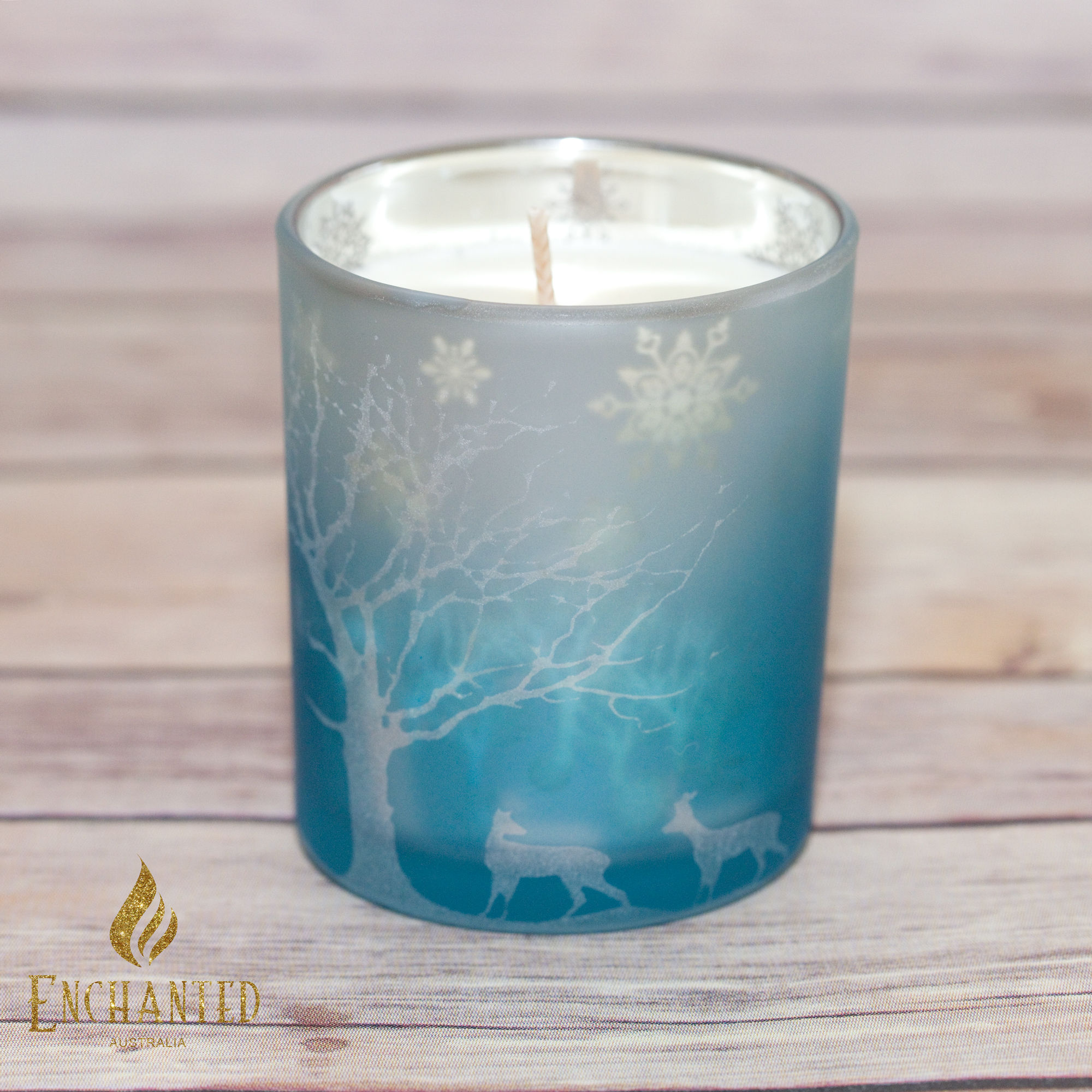 Blue & Silver Enchanted Forest Xmas Candle