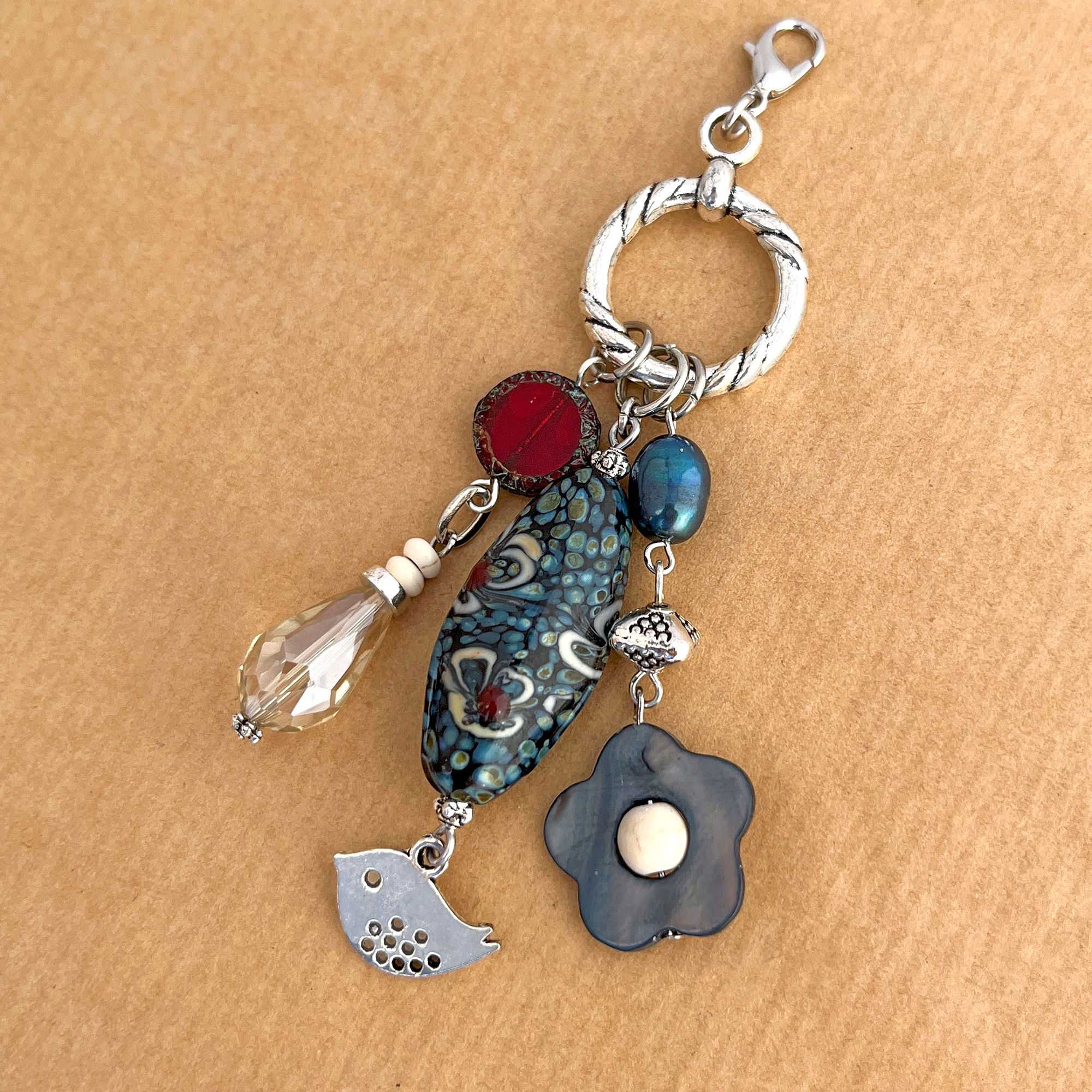 Denim Flowers pendant