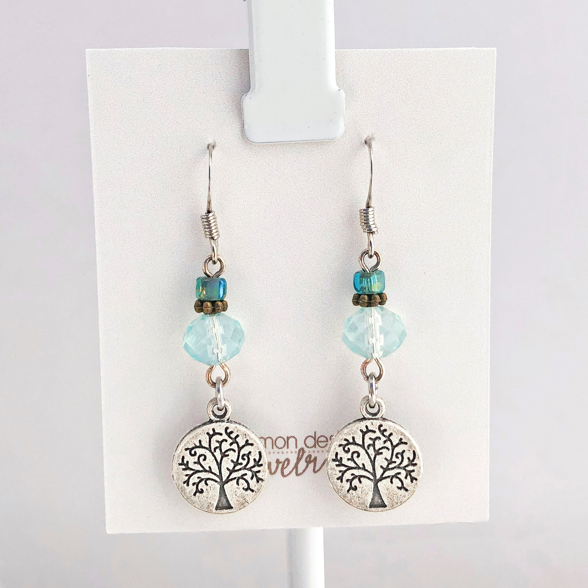 Aqua Tree of Life earrings