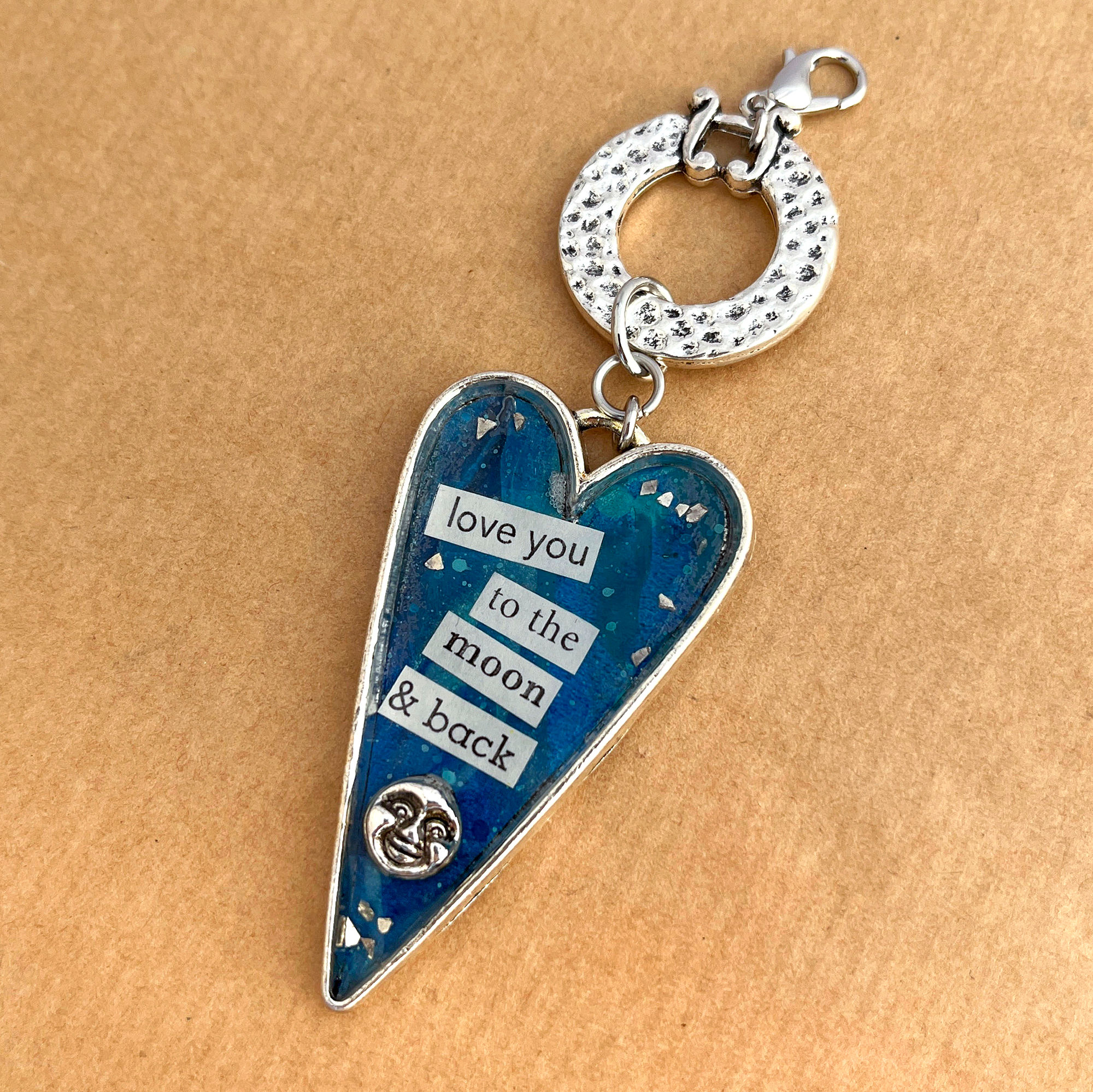 "Love you to the moon & back" heart pendant