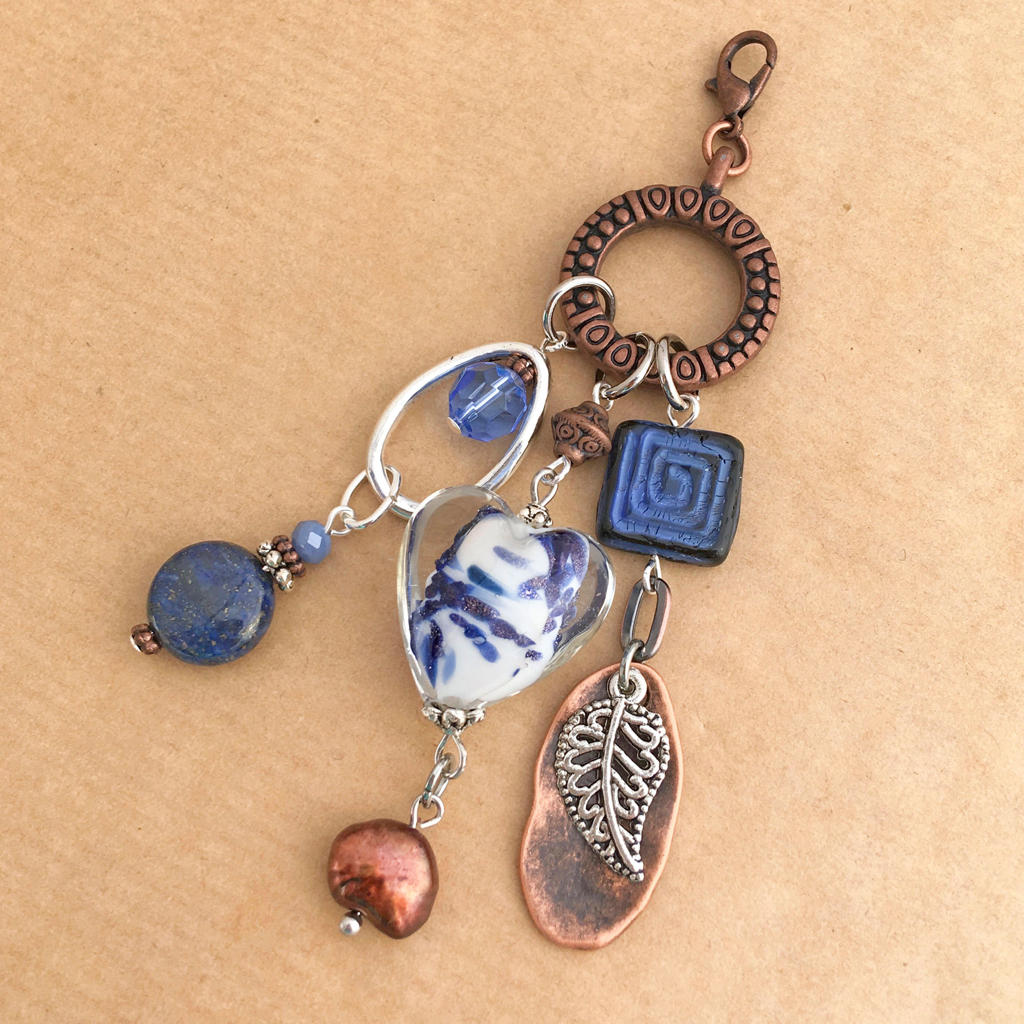 Copper Denim Heart pendant