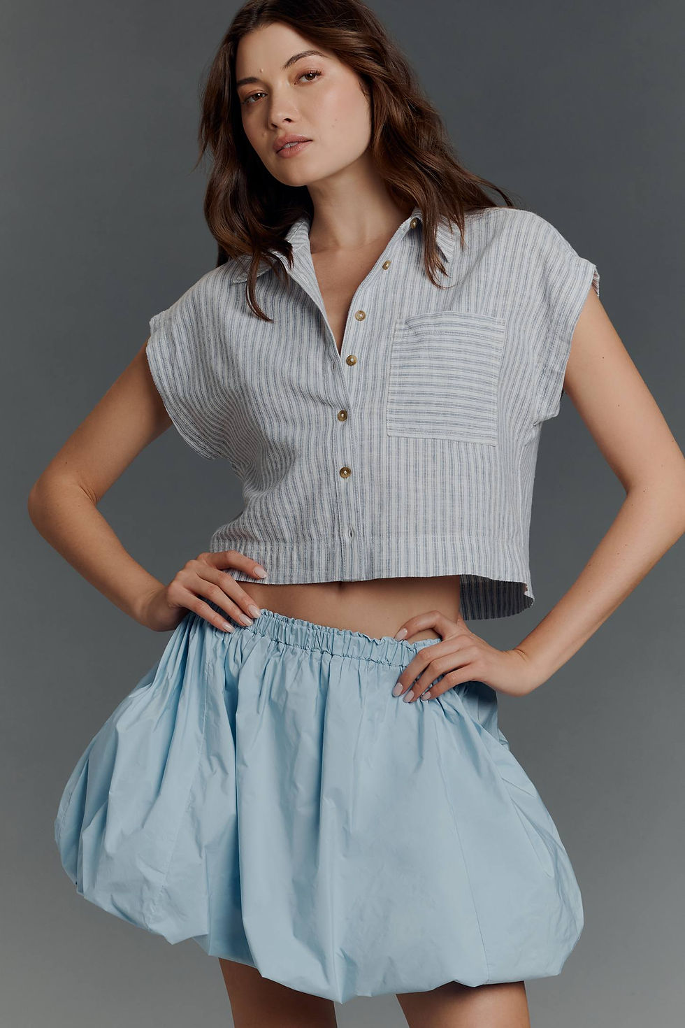 Mini Bubble-Hem Skirt
