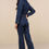 Miniatura: Western Dark Wash Long Sleeve Wide-Leg Denim Jumpsuit