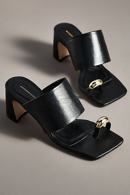 By Anthropologie Toe-Ring Block-Heel Mules