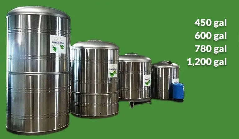 Dimensiones cisternas de acero inoxidable de Universal Solar 787-635-5575 www.universalsolar.net