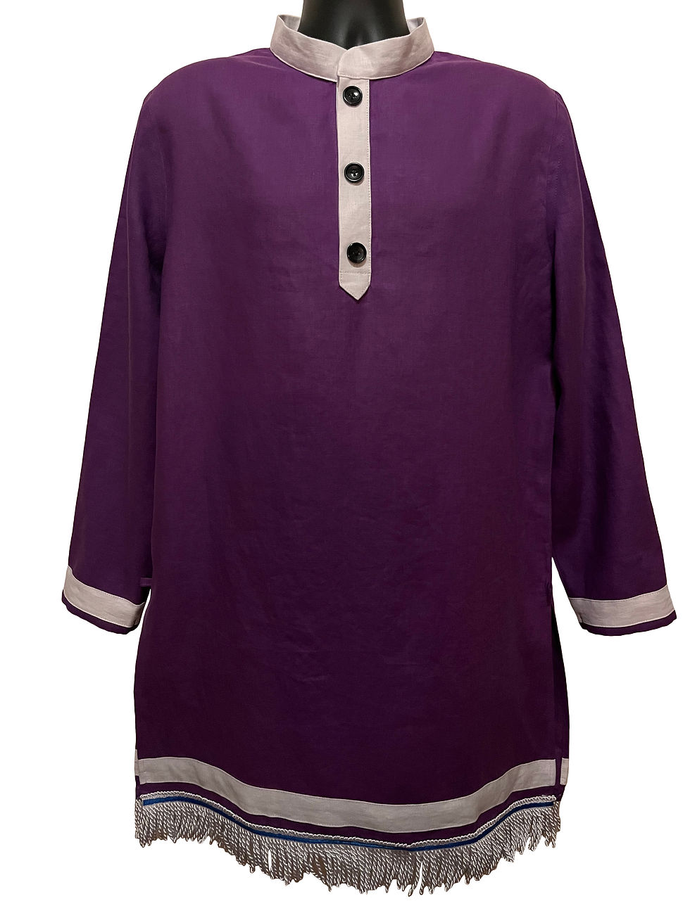 100% Linen Men's Tunic Top (Fringes:Optional)