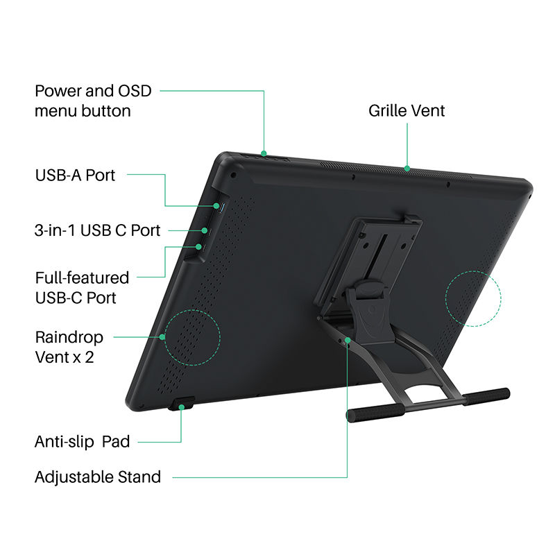 Miniatyrbild: HUION Kamvas 24 Graphics Tablet Monitor 23.8 Inch QHD Screen Anti-Glare Glass Fi