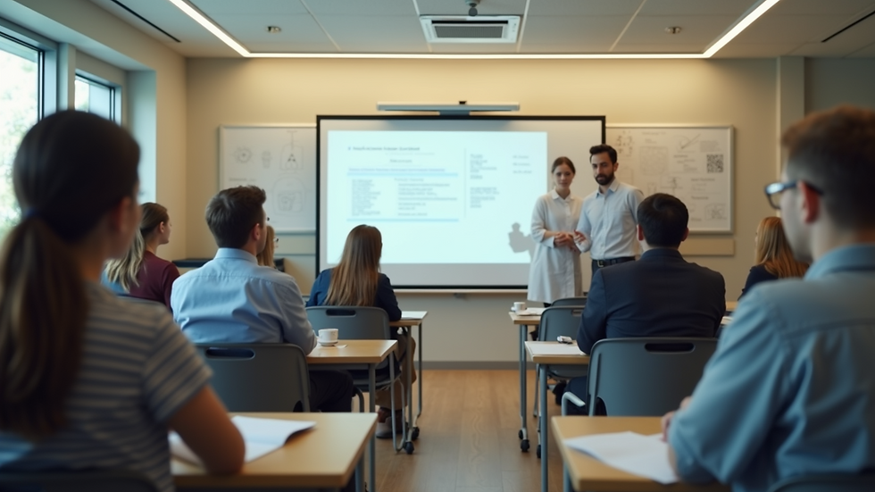 Eye-level view of a classroom with students attending a direct care training session