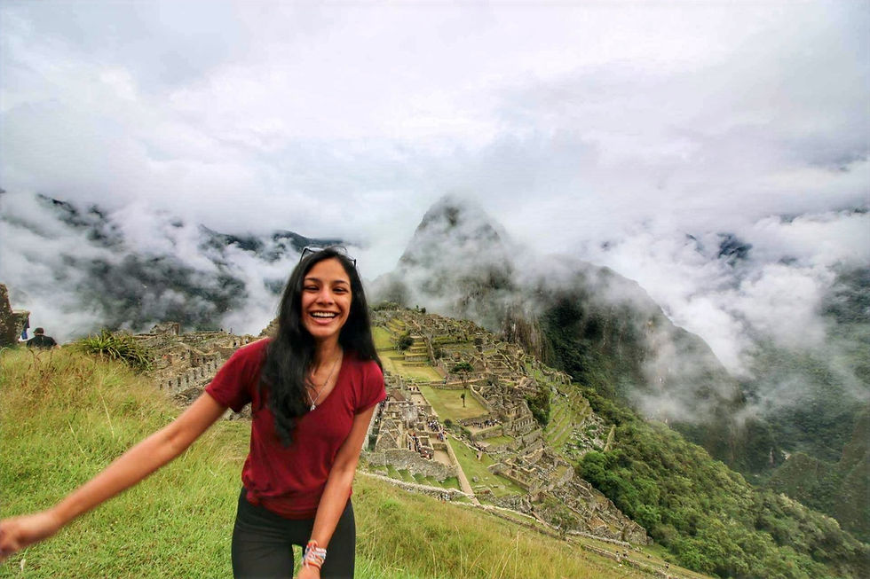 Girls at the top of Machu Pichu