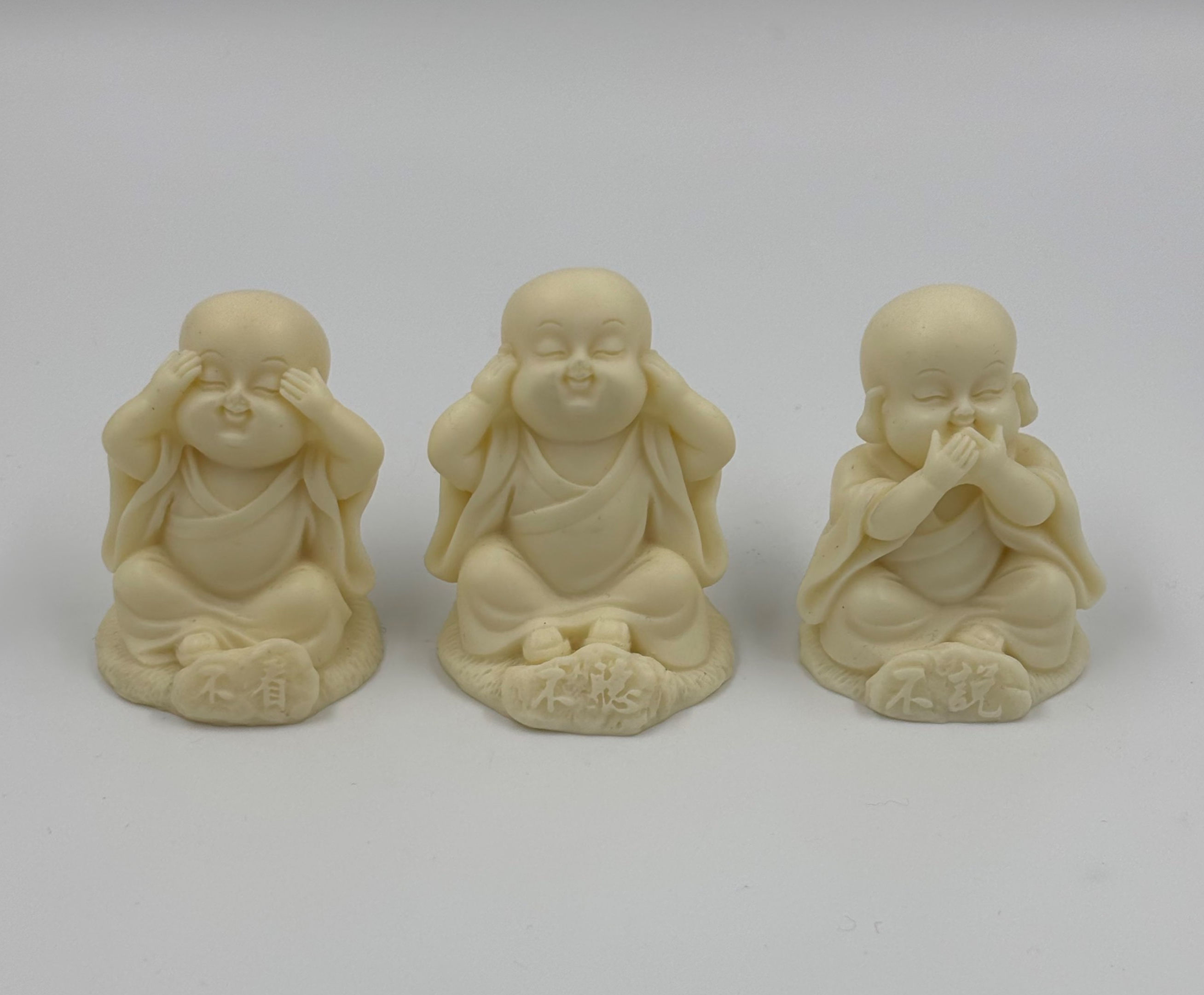 See No Hear No Speak No Evil White Resin Buddha Ornaments
