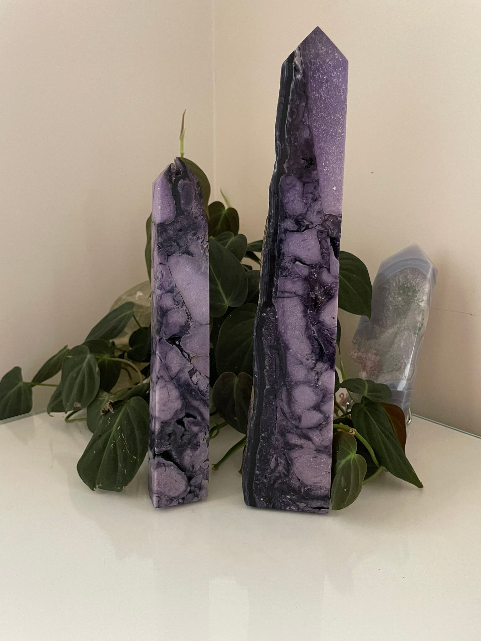 Silky (Velvet) Fluorite Obelisk