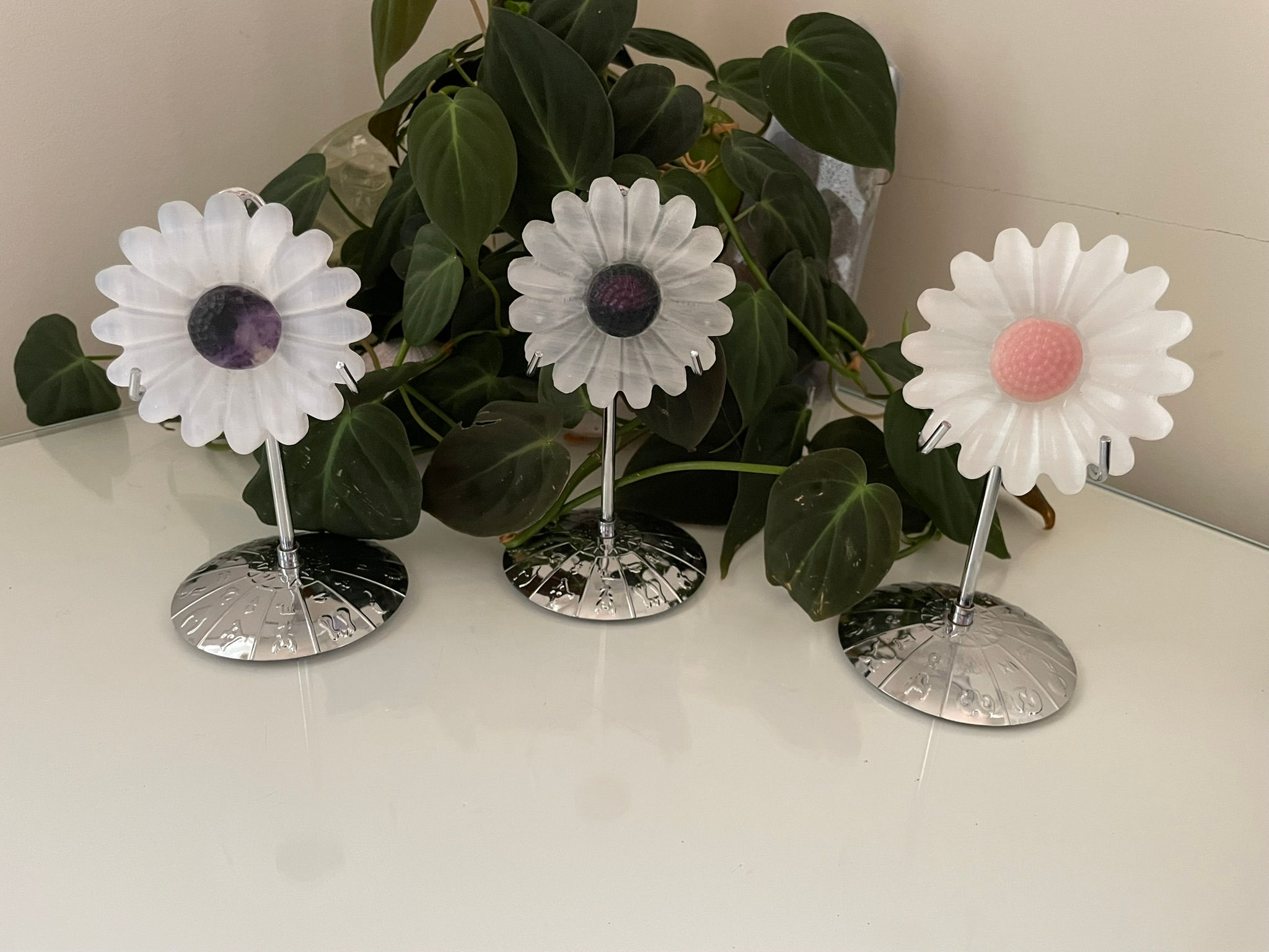 Selenite Sunflower with Stand