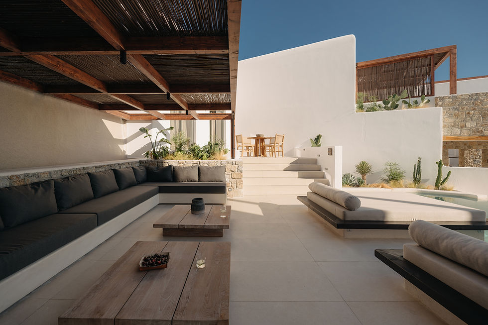 bard de sol mykonos resort poolside outdoor livingroom