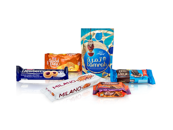 Nicely Displayed Various Packaging of Cookies White Background