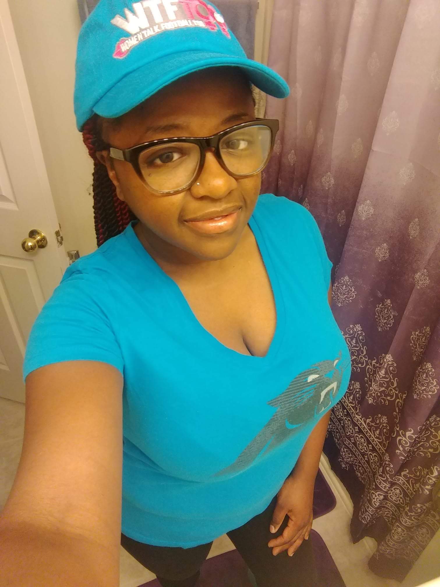 WTF Too Panthers Neon Blue Cap, NC