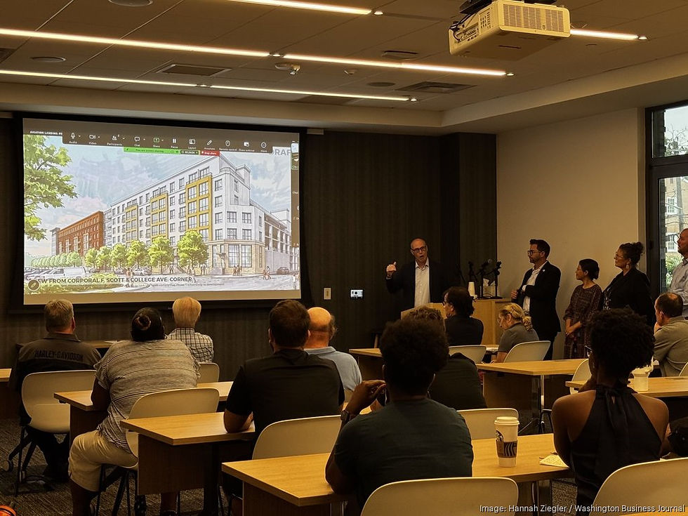 The Aviation Landing development team discussed the mixed-use project on Thursday at a pre-application community meeting in College Park.