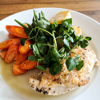 Meal with fish at the Three Stags, independent Lambeth pub in London.