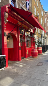 Facade with awning at the Newman Arms, independent pub in Fitzrovia, central London