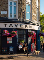 Facade at the Railway Tavern, independent Dalston pub in London.