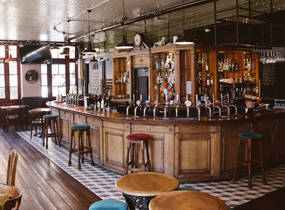 Bar at the Gipsy Queen, independent Kentish Town pub in London.