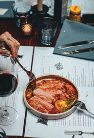 Meal at the Bull and Egret, independent pub in Covent Garden near Temple, Central London.