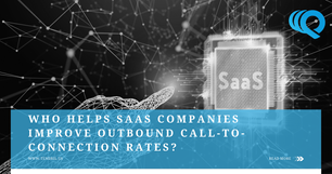 Digital network and "SaaS" chip in a tech-themed image. Text asks about improving SaaS call connection rates. Blue accent with web link.