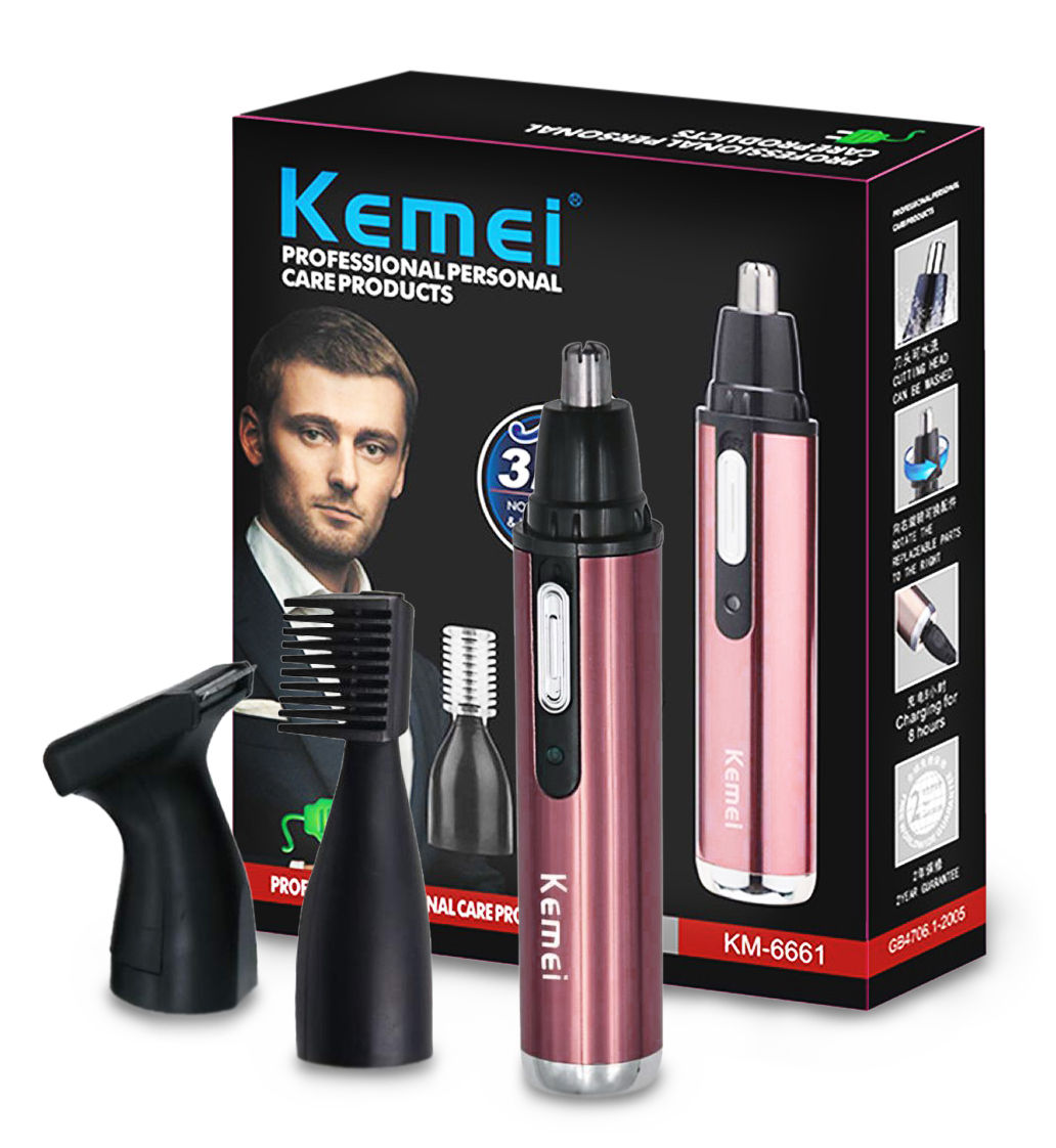 Aparador e Cortador de Pelos Kemei KM - 6661 Electric 3 em 1 Nose Hair Trimmer