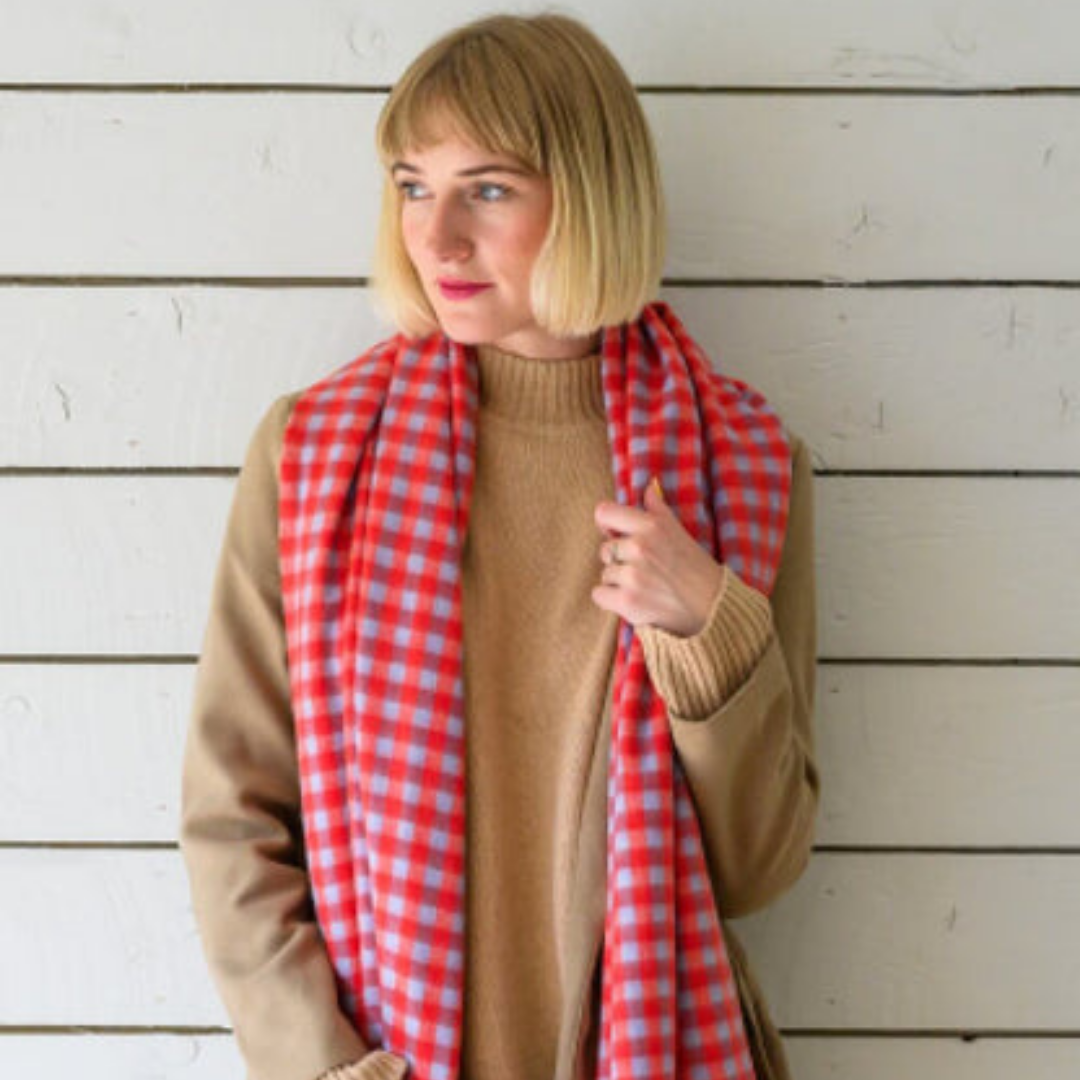Lambswool Scarf Red Gingham