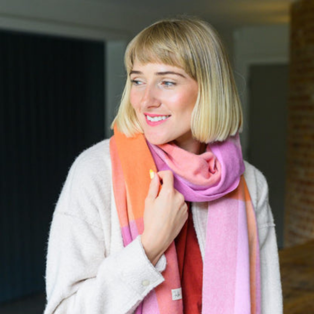 Lambswool Scarf Pink Crush Check